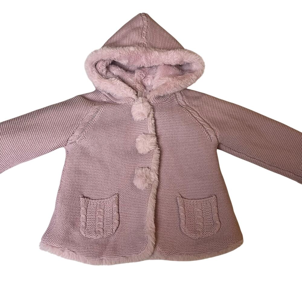 Mayoral newborn 12 months faux fur lined coat hood